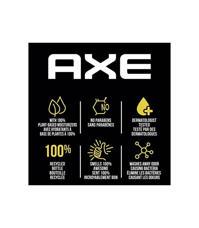 AXE Body Wash 12h Refreshing Scent Cleanser Black Frozen Pear and Cedarwood Mens Body Wash com 100 por cento de hidratantes à ba