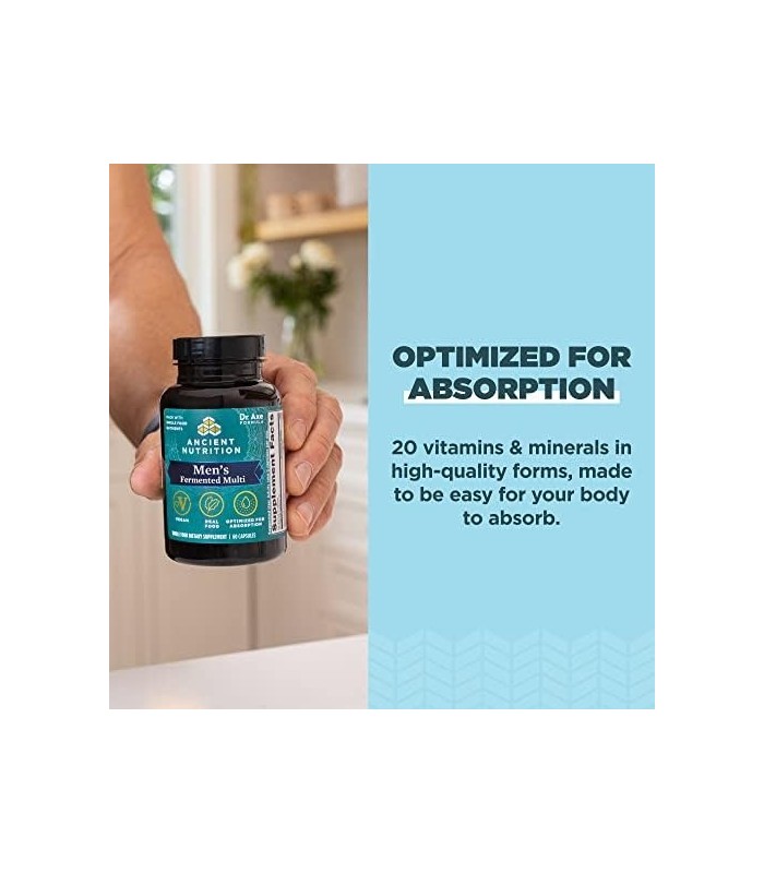 Multivitamínico de Nutrição Antiga para Homens, Multivitamínico Fermentado para Homens com Vitamina A, C, D, E, K, Zinco e Mais,