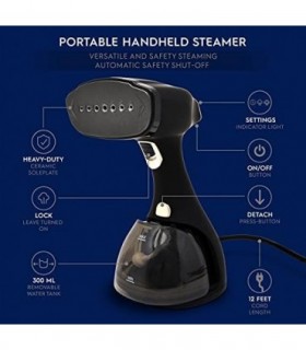 Vaporizador de tecido e vestuário portátil Electrolux 1500 Watts, bico de vapor de placa de cerâmica de aquecimento rápido, remo