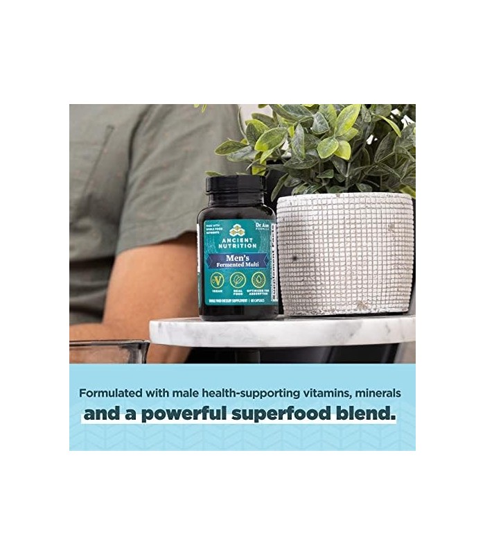 Multivitamínico de Nutrição Antiga para Homens, Multivitamínico Fermentado para Homens com Vitamina A, C, D, E, K, Zinco e Mais,
