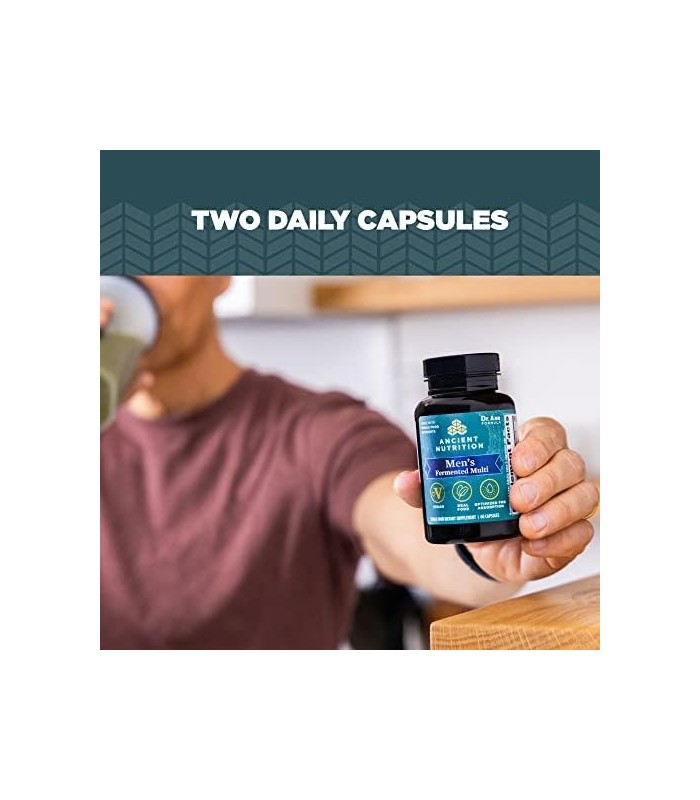 Multivitamínico de Nutrição Antiga para Homens, Multivitamínico Fermentado para Homens com Vitamina A, C, D, E, K, Zinco e Mais,