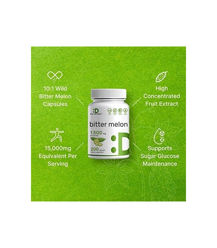 Eagleshine Vitaminas Bitter Melon 15.000mg Equivalente de Ervas, 200 Cápsulas, 10:1 Extrato de Fruta de Melão Amargo Selvagem |