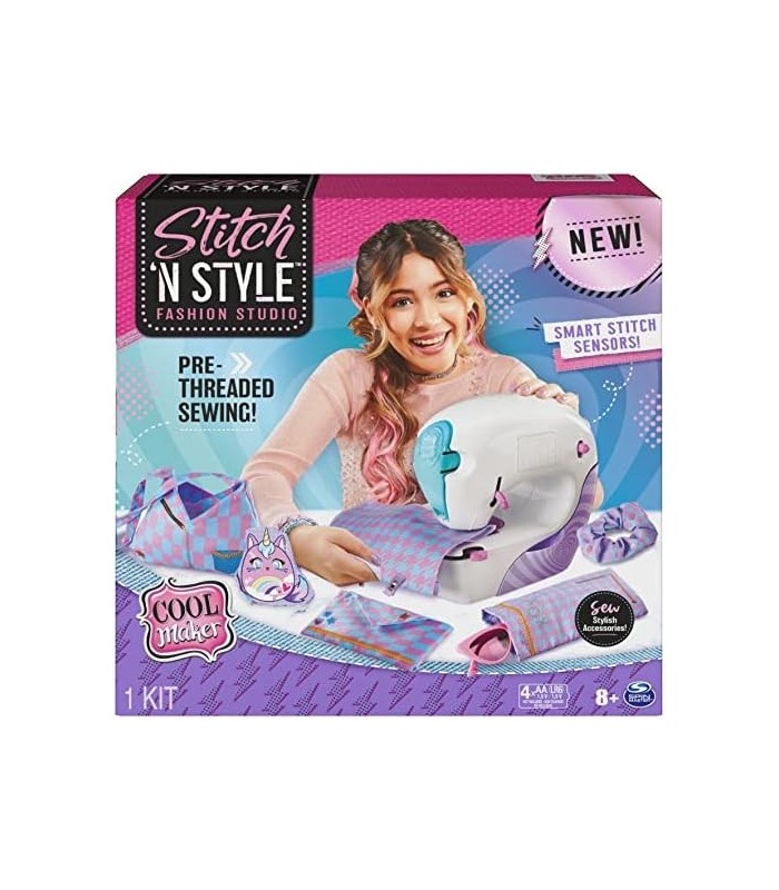 Cool Maker, Stitch øN Style Fashion Studio, Brinquedo de máquina de costura pré-enfiada com estampas de transferência de tecido