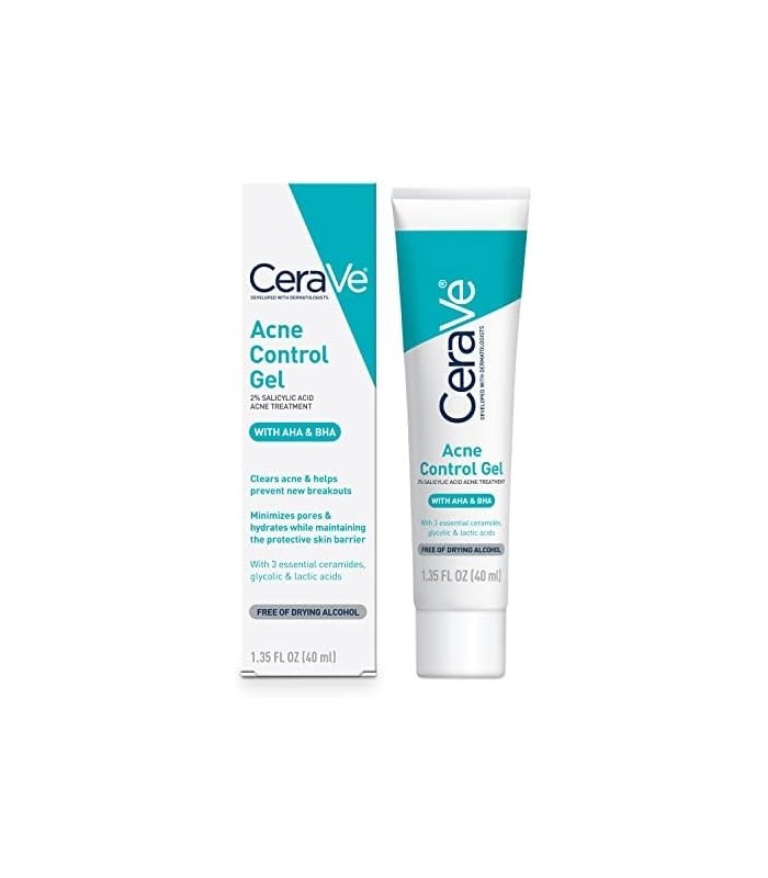 CeraVe Ácido Salicílico Tratamento da Acne com Ácido Glicólico e Ácido Láctico | Gel de Acne para Rosto para Controlar e Elimina