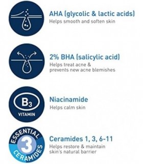 CeraVe Ácido Salicílico Tratamento da Acne com Ácido Glicólico e Ácido Láctico | Gel de Acne para Rosto para Controlar e Elimina