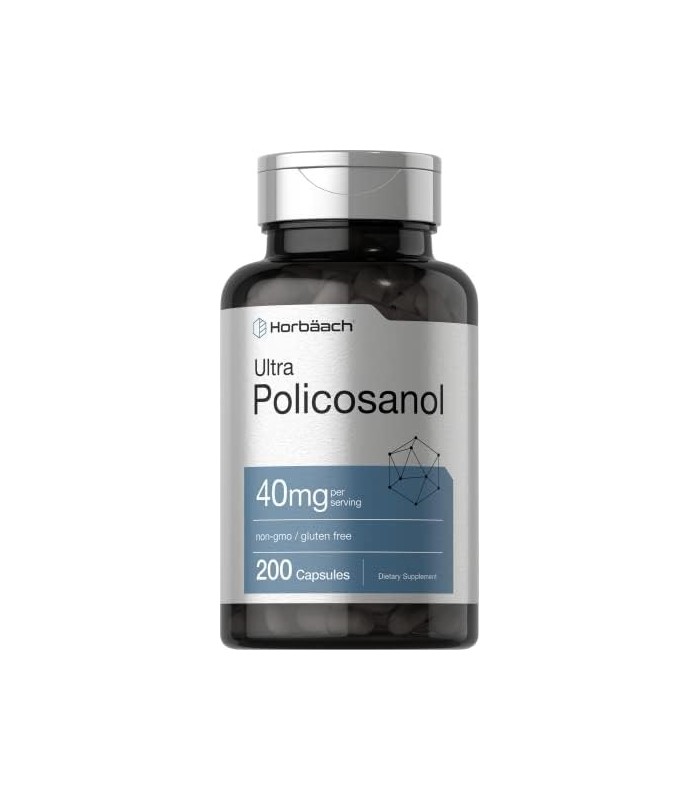 Policosanol 40mg | 200 Cápsulas | Não transgênico e sem glúten | por Horbaach