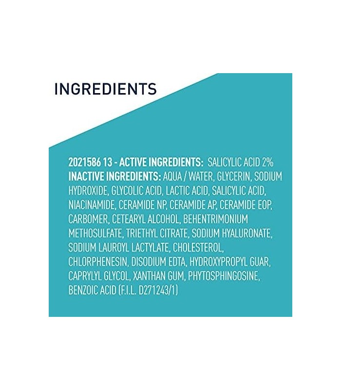 CeraVe Ácido Salicílico Tratamento da Acne com Ácido Glicólico e Ácido Láctico | Gel de Acne para Rosto para Controlar e Elimina