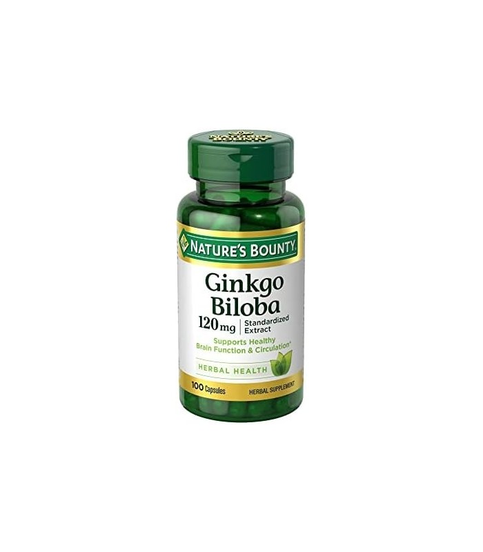 Natureøs Bounty Ginkgo Biloba Cápsulas 120mg, Suplemento de Suporte de Memória, Suporta Função Cerebral e Prontidão Mental, 100