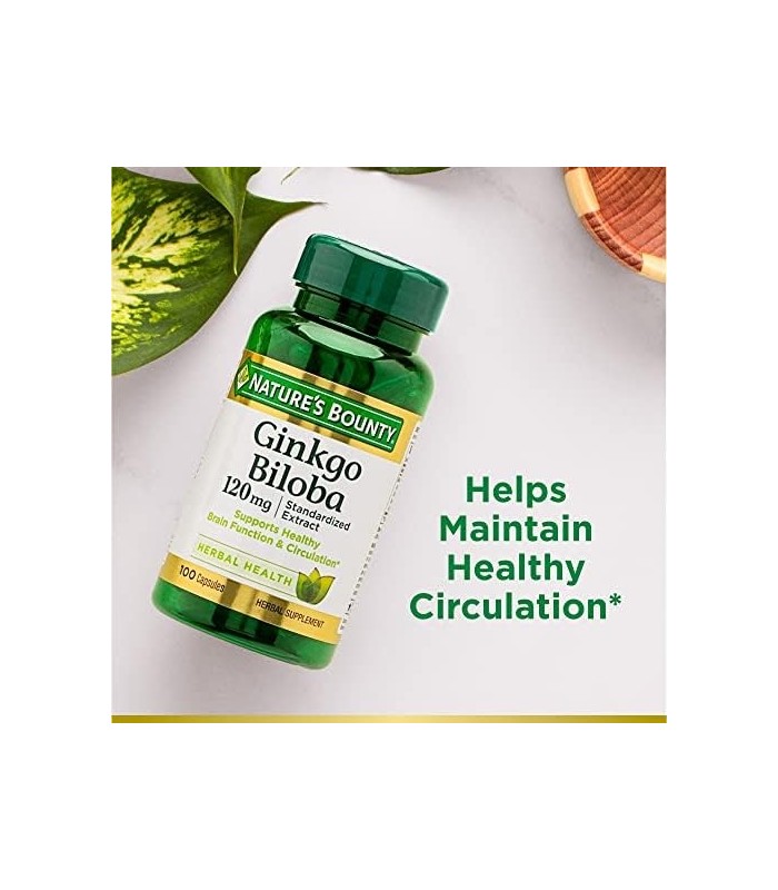 Natureøs Bounty Ginkgo Biloba Cápsulas 120mg, Suplemento de Suporte de Memória, Suporta Função Cerebral e Prontidão Mental, 100