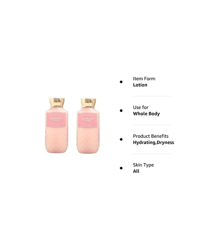 Conjuntos de loção corporal supersuave para banho e corpo para mulheres 8 onças -2 pacote (brinde com champanhe)