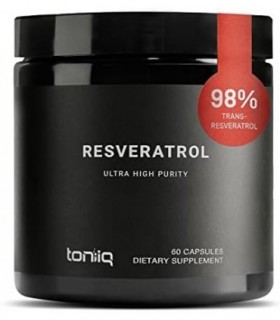 Toniiq Ultra Purity Resveratrol Capsules - 98% Trans-Resveratrol - Purificado e Biodisponível - Suplemento Reservatrol 60 Caps