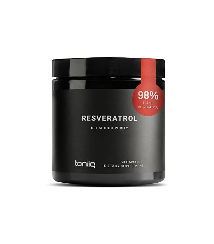 Toniiq Ultra Purity Resveratrol Capsules - 98% Trans-Resveratrol - Purificado e Biodisponível - Suplemento Reservatrol 60 Caps