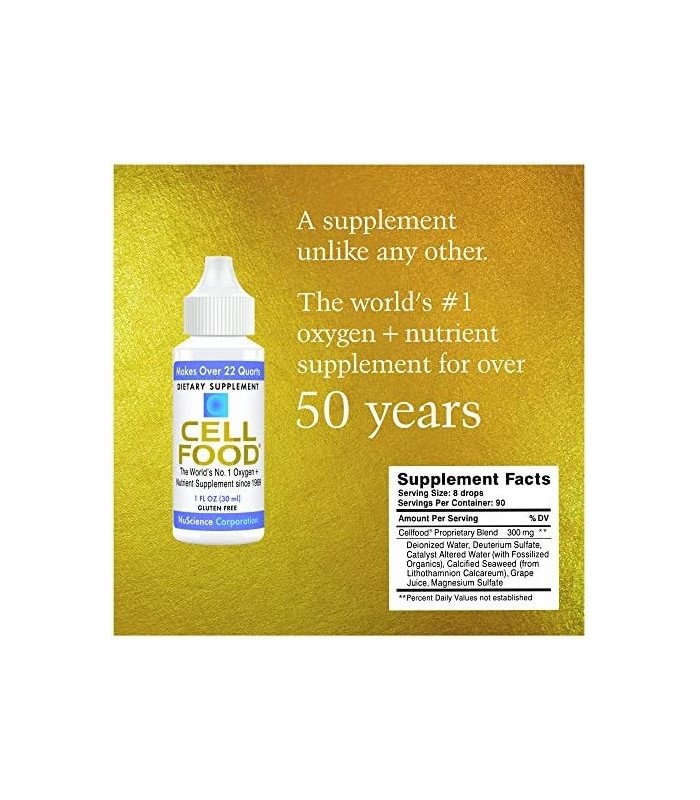 Cellfood Liquid Concentrate, 1 fl oz - Suplemento de Oxigênio + Nutriente - Suporta Sistema Imunológico, Energia, Resistência, H