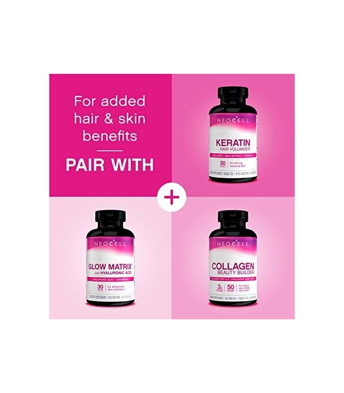 NeoCell Super Peptídeos de Colágeno + Vitamina C e Biotina, 3g de Colágeno por Porção, Sem Glúten, Promove Cabelo Saudável, Pele