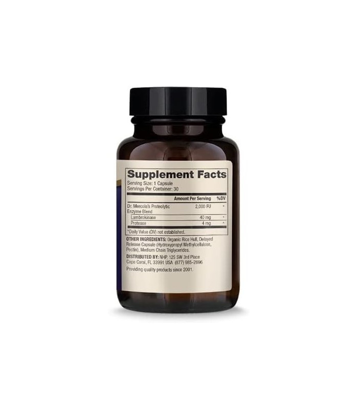 Dr. Mercola Lumbrokinase Enzymes Suplemento Dietético, 30 Porções (30 Cápsulas), Apoia a Saúde Cognitiva e Cardiovascular, Não O