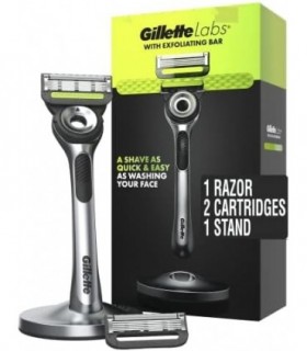 Gillette Mens Razor com barra esfoliante da GilletteLabs, kit de barbear para homens, inclui 1 alça, 2 refis de lâmina de barbea