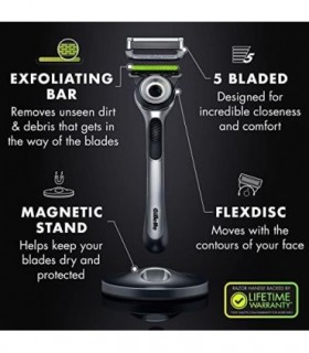 Gillette Mens Razor com barra esfoliante da GilletteLabs, kit de barbear para homens, inclui 1 alça, 2 refis de lâmina de barbea