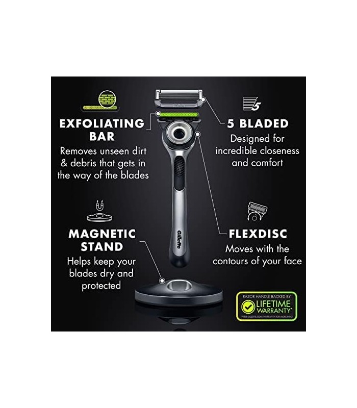 Gillette Mens Razor com barra esfoliante da GilletteLabs, kit de barbear para homens, inclui 1 alça, 2 refis de lâmina de barbea