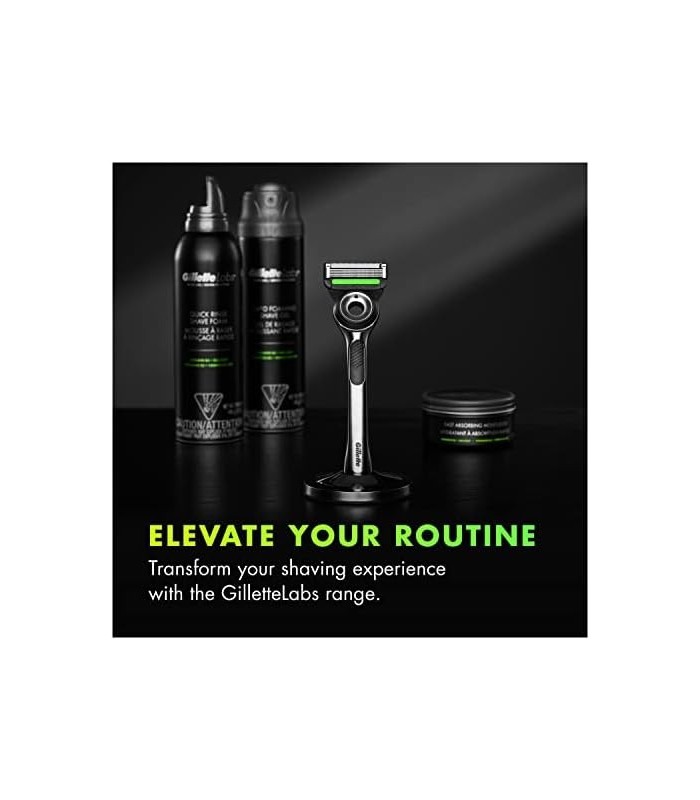 Gillette Mens Razor com barra esfoliante da GilletteLabs, kit de barbear para homens, inclui 1 alça, 2 refis de lâmina de barbea