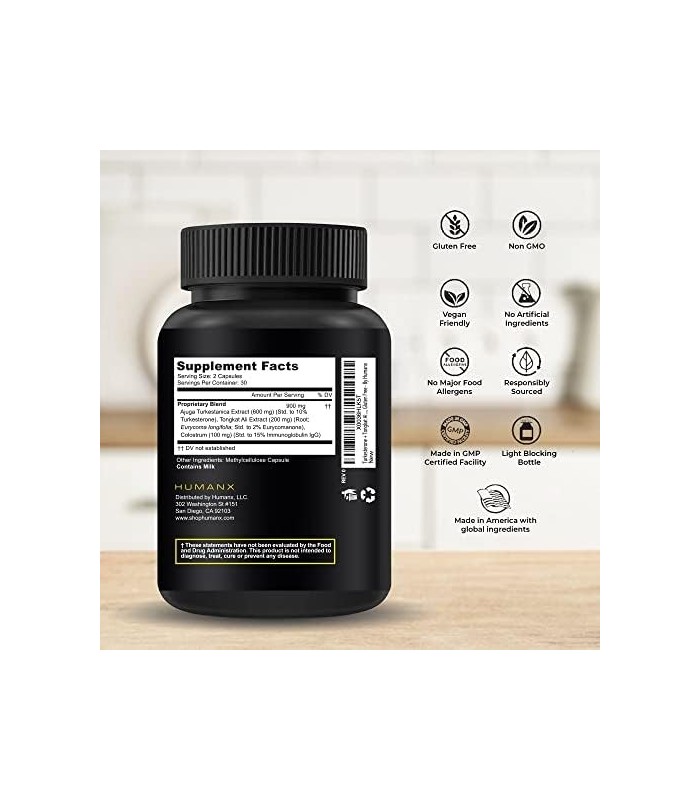 HUMANX Turkesterone & Tongkat Ali 900mg - Suporta Energia, Resistência e Recuperação e Crescimento Muscular - Suplemento de Turk