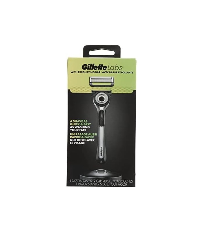 Gillette Mens Razor com barra esfoliante da GilletteLabs, kit de barbear para homens, inclui 1 alça, 2 refis de lâmina de barbea