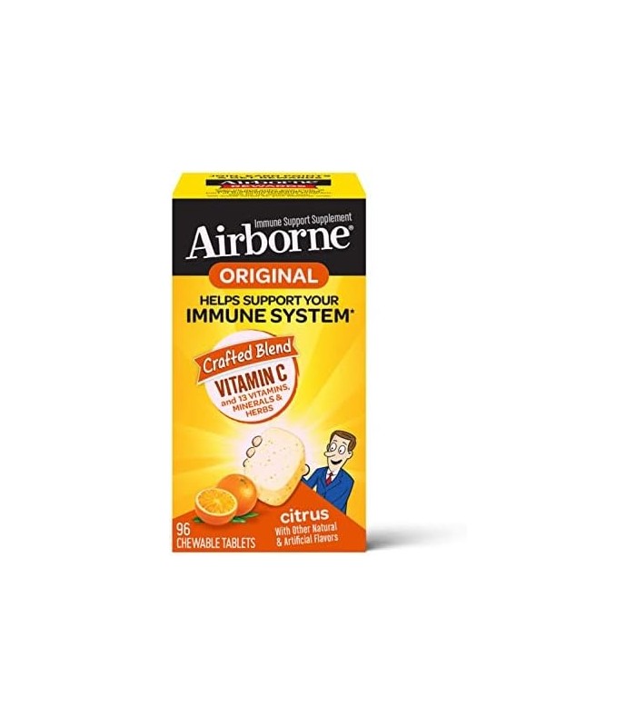 Airborne 1000 mg comprimidos mastigáveis ??com zinco, suplemento de suporte imunológico com poderosos antioxidantes vitaminas A
