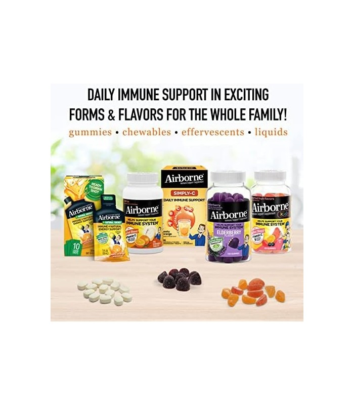 Airborne 1000 mg comprimidos mastigáveis ??com zinco, suplemento de suporte imunológico com poderosos antioxidantes vitaminas A