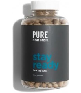Pure for Men Cleanliness Stay Ready Suplemento de fibra, 240 cápsulas veganas | ajuda a promover a regularidade | Psyllium Husk,