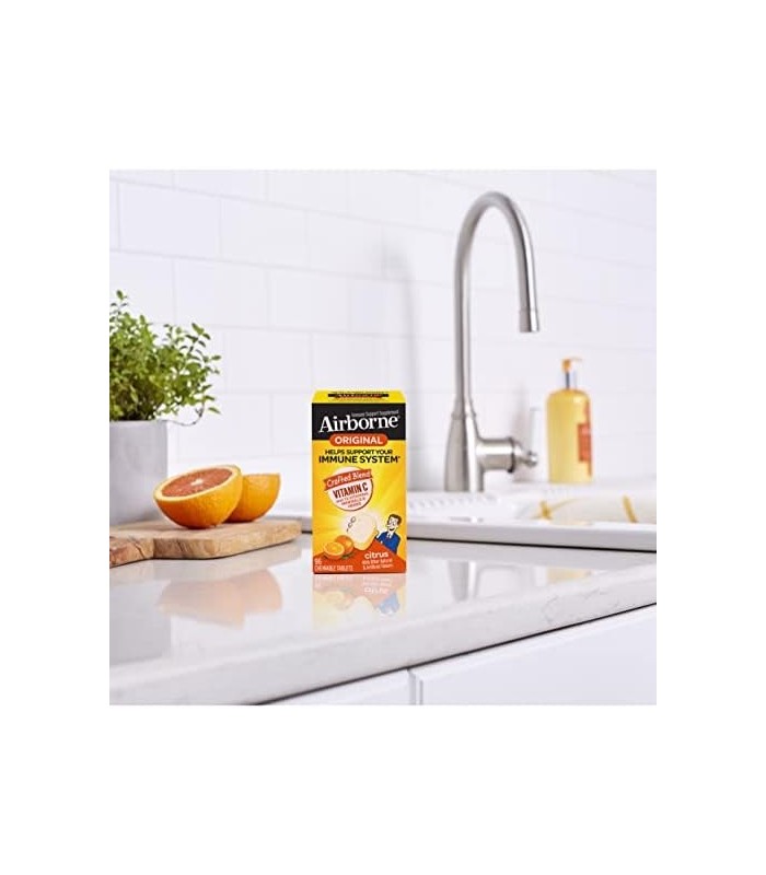 Airborne 1000 mg comprimidos mastigáveis ??com zinco, suplemento de suporte imunológico com poderosos antioxidantes vitaminas A