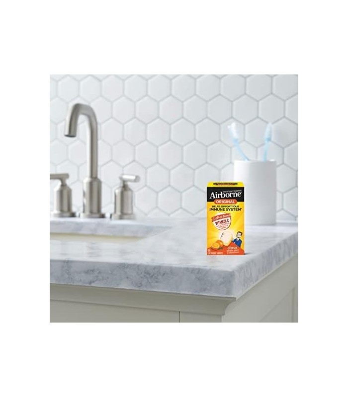 Airborne 1000 mg comprimidos mastigáveis ??com zinco, suplemento de suporte imunológico com poderosos antioxidantes vitaminas A