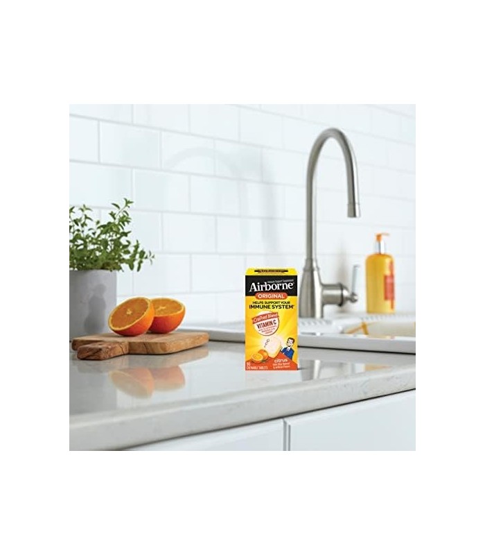 Airborne 1000 mg comprimidos mastigáveis ??com zinco, suplemento de suporte imunológico com poderosos antioxidantes vitaminas A