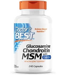Doctors Best Glucosamine Chondroitin Msm com cápsulas OptiMSM, suporta estrutura articular saudável, função e conforto, não tran