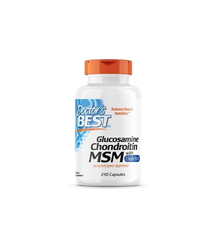 Doctors Best Glucosamine Chondroitin Msm com cápsulas OptiMSM, suporta estrutura articular saudável, função e conforto, não tran