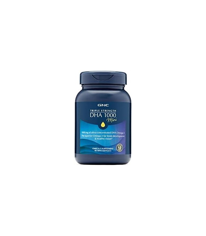 GNC Triple Strength DHA 1000 Mini, 90 Mini Softgels, para Saúde das Articulações, Pele, Olhos e Coração