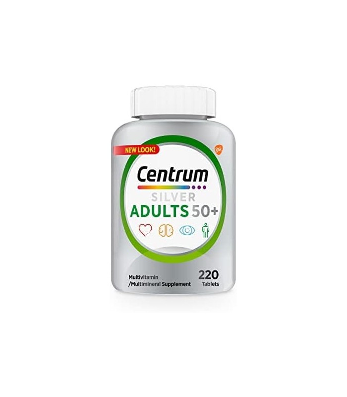 Multivitamínico Centrum Silver para Adultos 50 Plus, Suplemento, Vitamina D3, Vitaminas B, Sem Glúten, Ingredientes Não-OGM, Sup