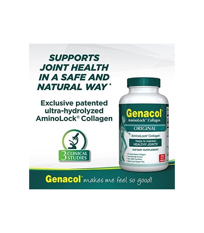GENACOL Comprimidos de Suplemento de Colágeno para Articulações - 270 Cápsulas de Colágeno Hidrolisado Premium | Natural Certifi