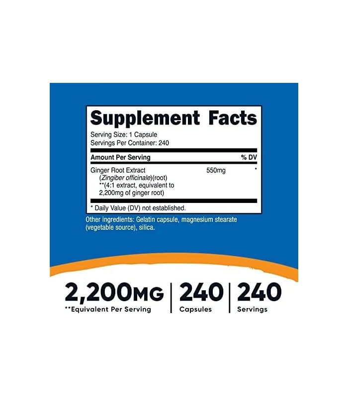 Nutricost Extrato de Raiz de Gengibre 550mg, 240 Cápsulas