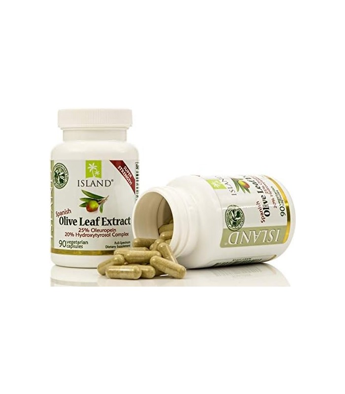 Island Nutrition, cápsulas de extrato de folha de oliveira ' 25% de oleuropeína (40% de polifenóis totais), mais 20% de complexo