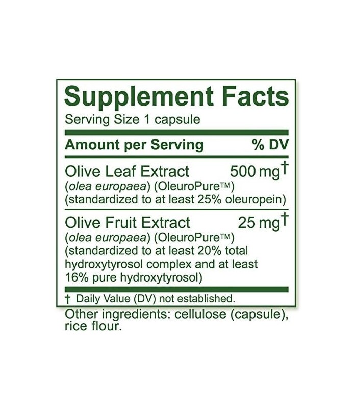 Island Nutrition, cápsulas de extrato de folha de oliveira ' 25% de oleuropeína (40% de polifenóis totais), mais 20% de complexo