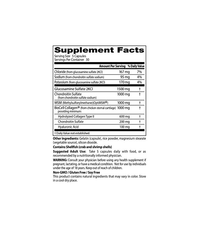 Doctors Best Glucosamina Condroitina MSM + Ácido Hialurônico com OptiMSM Com Colágeno Biocelular, Suporte para Articulações, Não