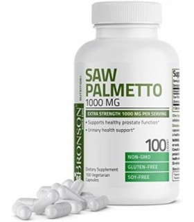 Bronson Saw Palmetto 1000 MG por porção Força extra suporta função saudável da próstata e suporte à saúde urinária - não transgê