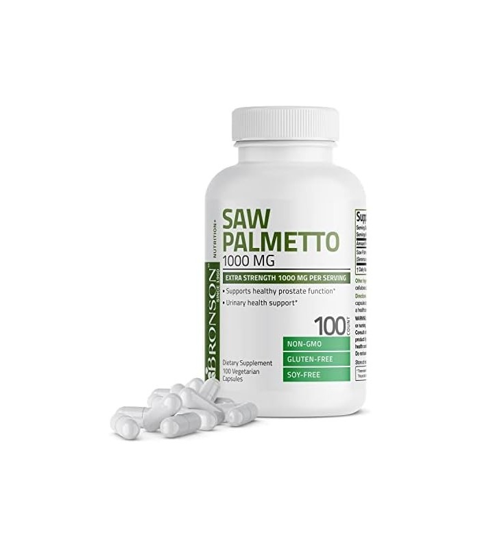Bronson Saw Palmetto 1000 MG por porção Força extra suporta função saudável da próstata e suporte à saúde urinária - não transgê