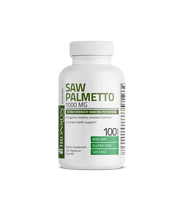 Bronson Saw Palmetto 1000 MG por porção Força extra suporta função saudável da próstata e suporte à saúde urinária - não transgê