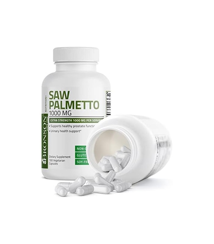 Bronson Saw Palmetto 1000 MG por porção Força extra suporta função saudável da próstata e suporte à saúde urinária - não transgê