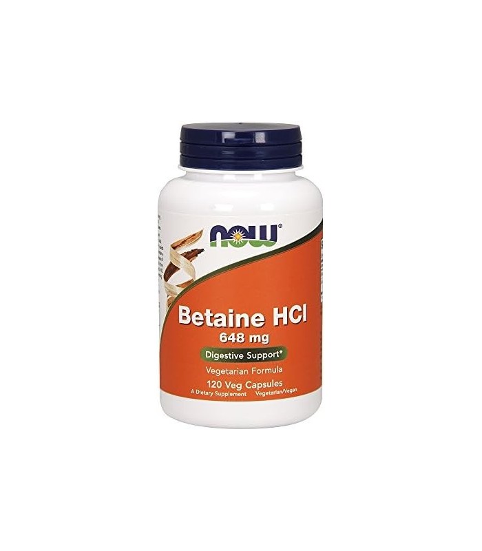 Now Foods Betaine HCl, 648 mg com 150 mg de pepsina, 120 cápsulas, 2 embalagens