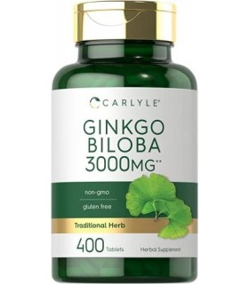 Carlyle Ginkgo Biloba 3000mg | 400 Comprimidos | Suplemento Vegetariano | Não transgênico, sem glúten