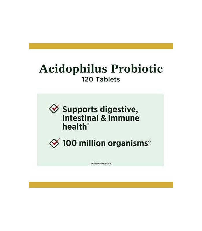 Natures Bounty Probiotic Acidophilus Suplemento Alimentar Comprimidos, 100 ea - 2pc