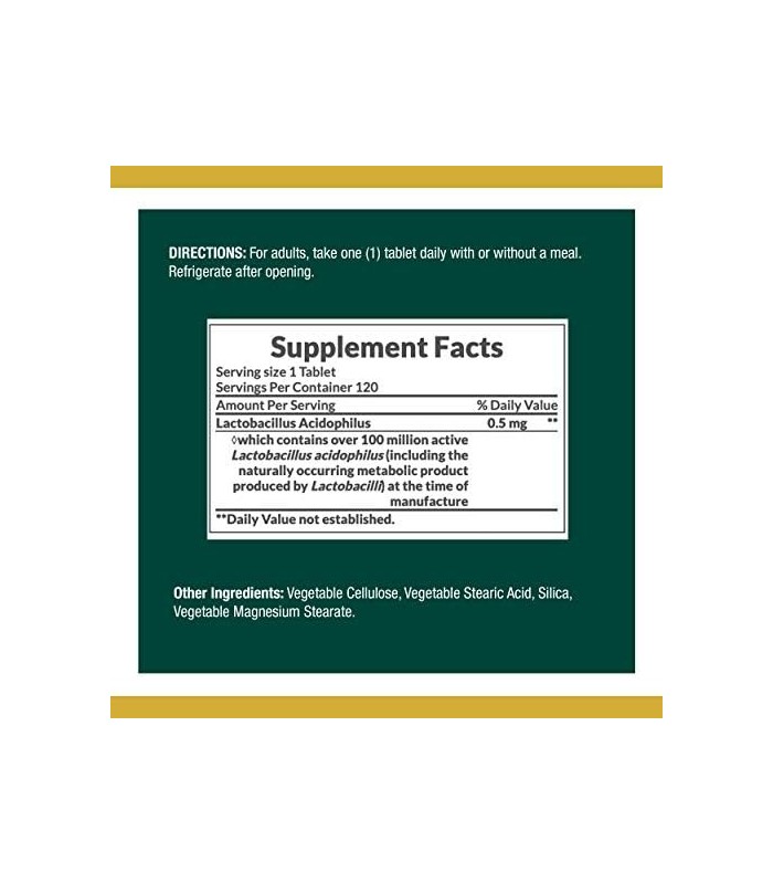 Natures Bounty Probiotic Acidophilus Suplemento Alimentar Comprimidos, 100 ea - 2pc