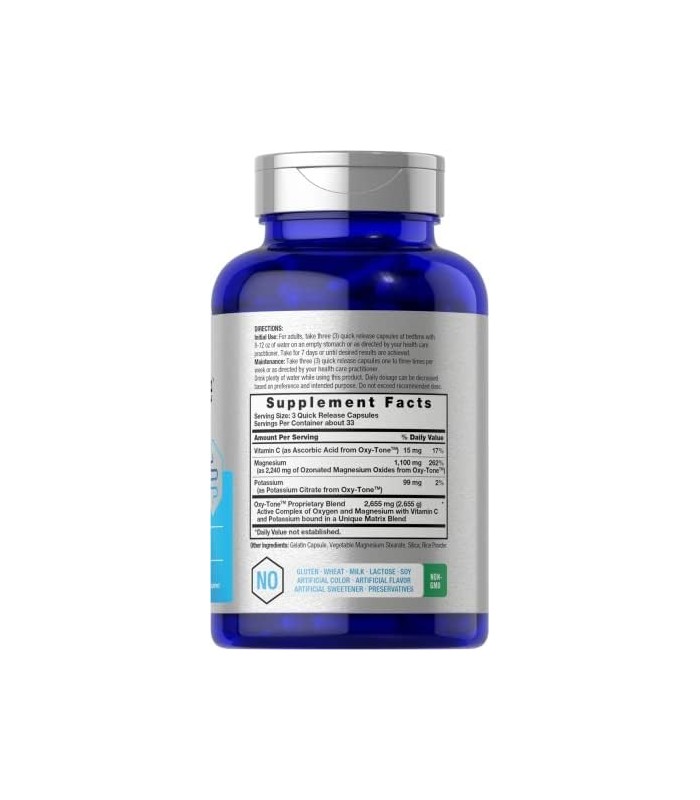 Limpeza do cólon | 100 Cápsulas | Pílulas de limpeza de cólon sem OGM e sem glúten | com Magnésio Ozonizado | por Horbaach