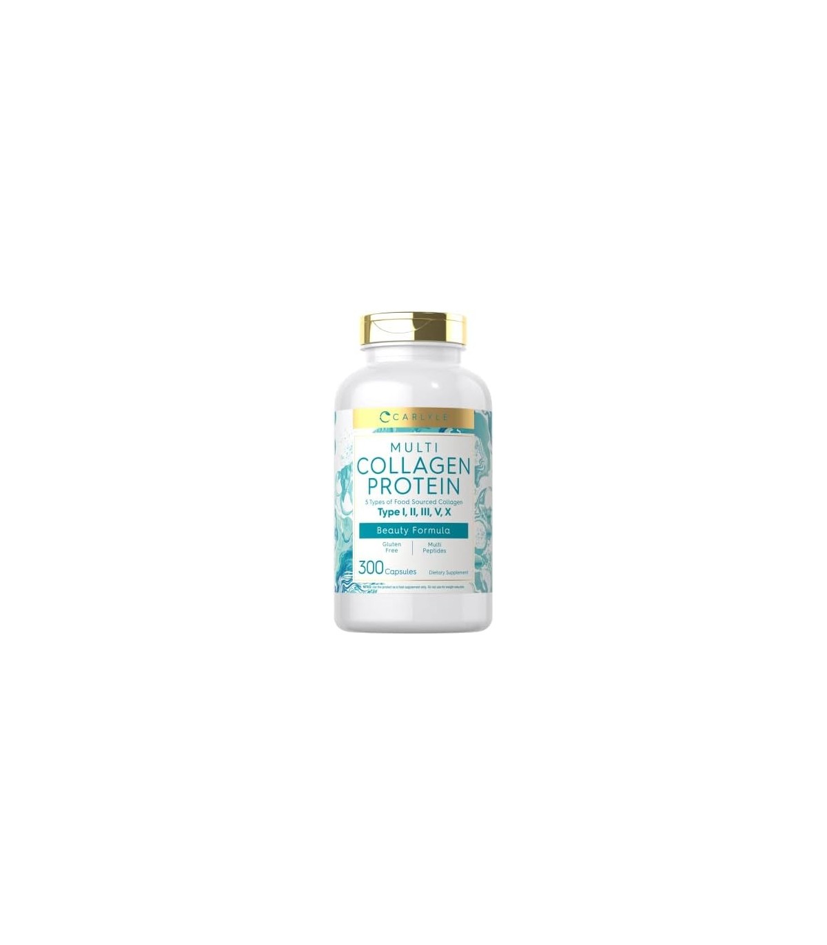 Carlyle Multi Collagen Protein 2000mg, 300 Cápsulas, Tipo I, II, III, V,  X, Comprimidos de peptídeos de colágeno